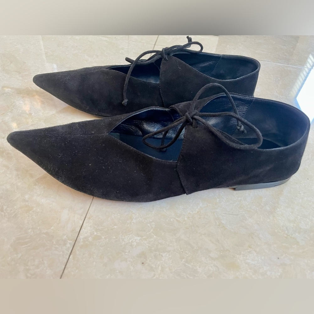 Celine Black Suede Babouche Pointed Toe Ballet Flats - Picture 4 of 13